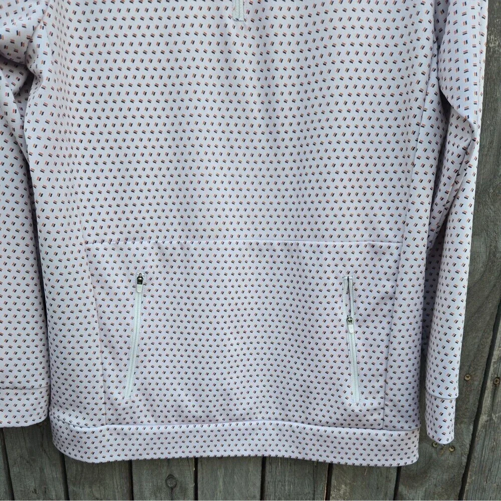 Mizzen+Main Men's  Trim Light Grey Geo Print Versa Quarter Zip Pullover size S